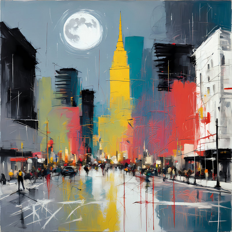City At Night, 54" H x 54" W