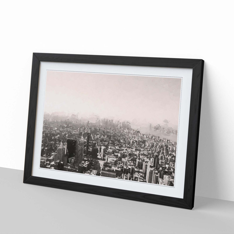 The Skyline of New York in Abstract - Framed Print, 35cm H x 50cm W x 2cm D, Black