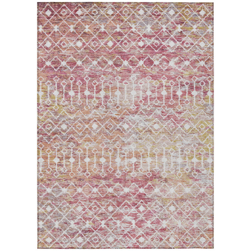 Calandria Pink Washable Indoor-Outdoor Rug - LOOMLAN, 9' x 12'