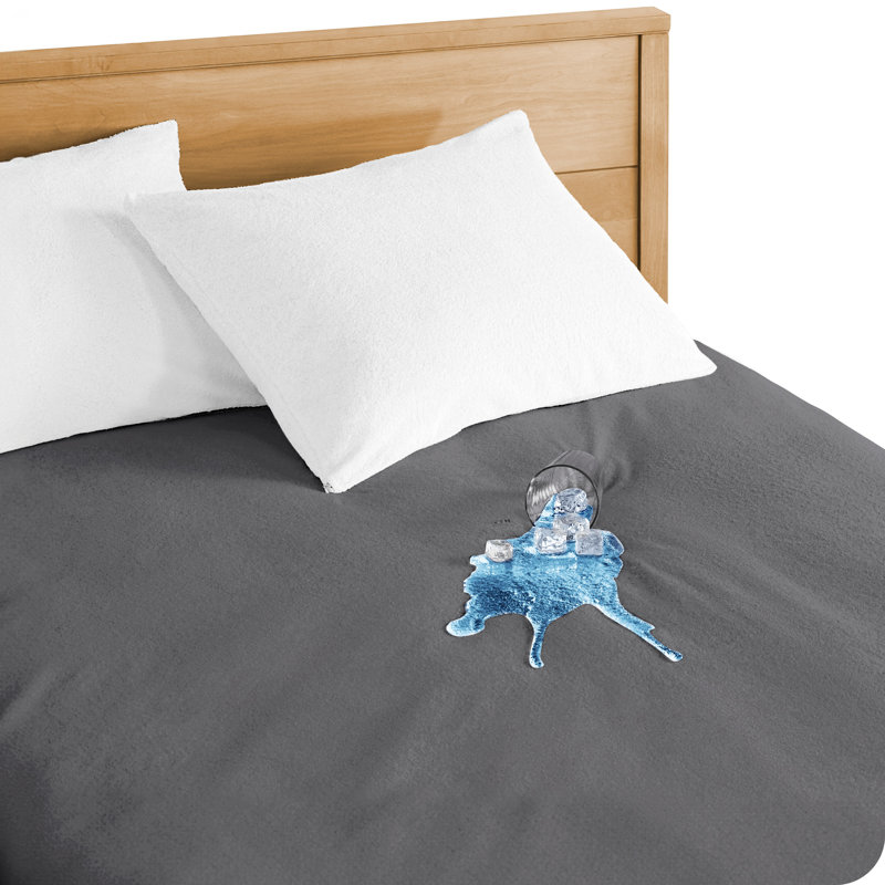 Twin Size Gray Waterproof Cotton Mattress Protector