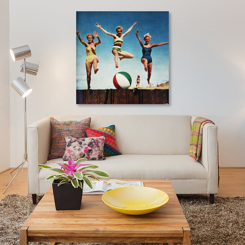« saut de filles », impression sur toile, H 48 po x l 48 po x P 1,5 po, Pas de tapis, Toile tendue