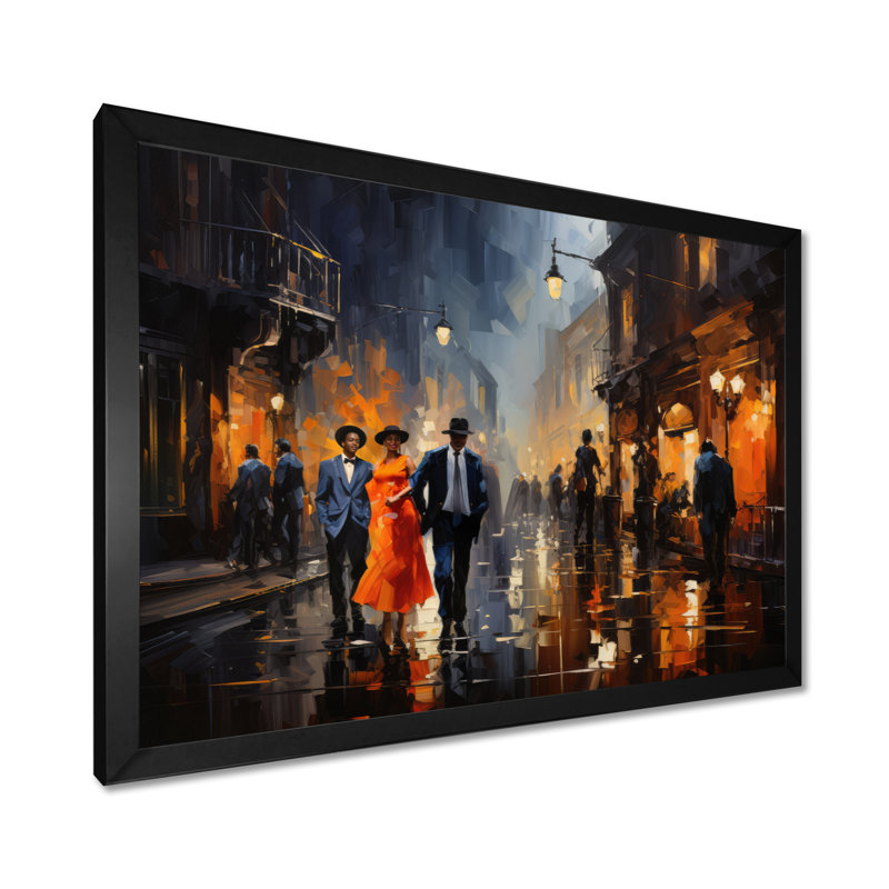 «Music In Harlems IV» - reproduction d'art sur toile, H 30 po x l 40 po x P 1,5 po, Cadre simple noir