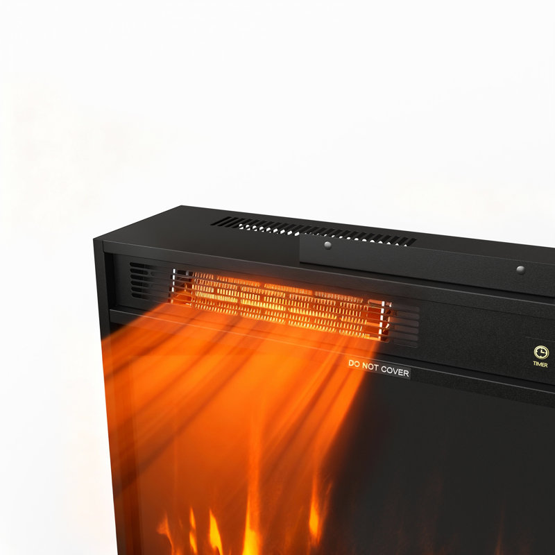 23.6'' W Wall Mounted Electric Fireplace Without Mantel