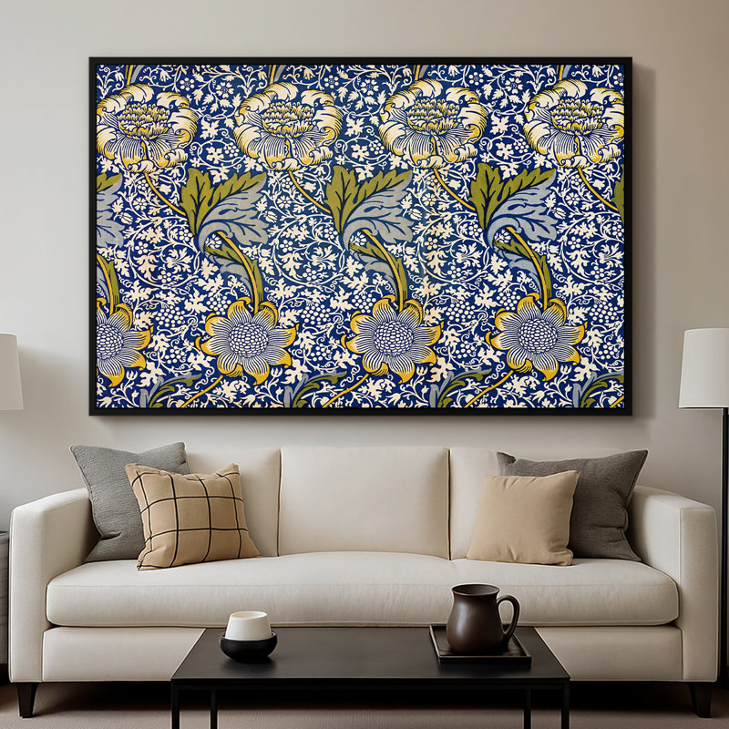 Kennet - indigo / or, 1883 - William Morris, toile tendue avec châssis, 26 x 40, Doré