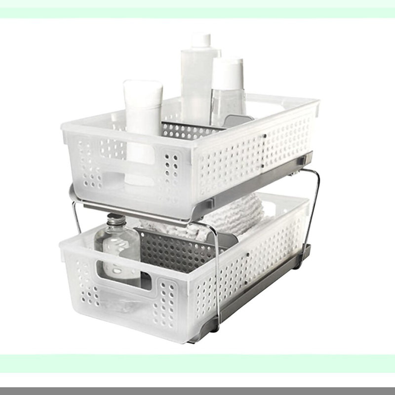 ClearView 2-Tier Slide-Out Organizer: Multipurpose Under Sink & Cabinet Storage Solution