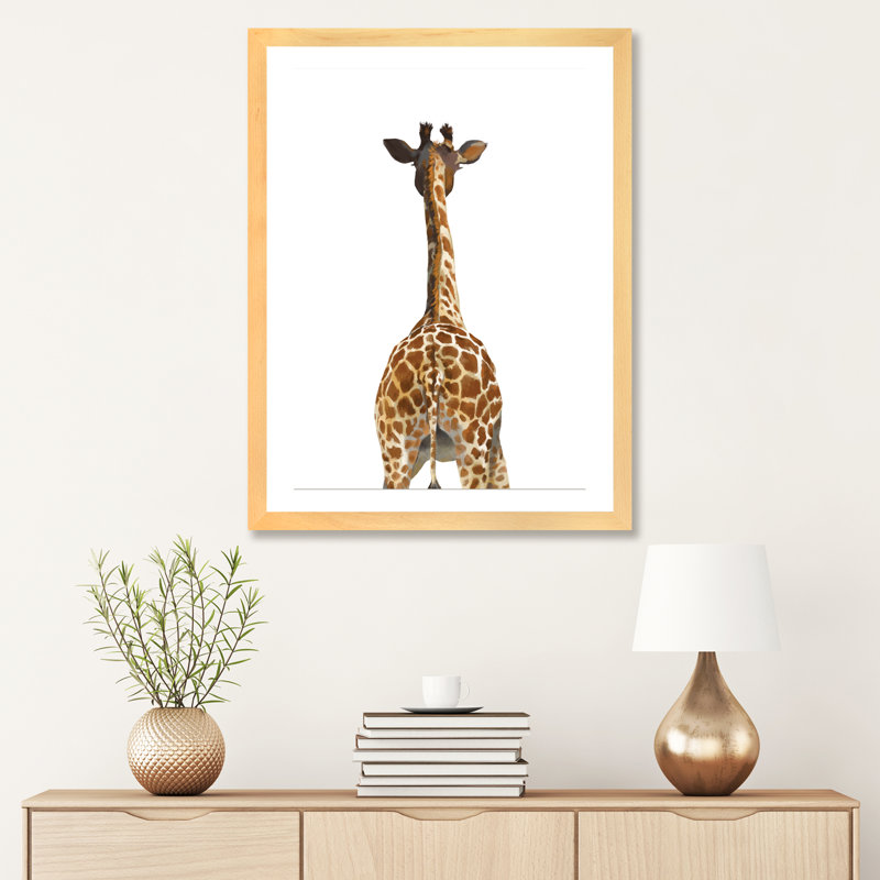 Art girafe bout à bout, H 32 po x l 24 po x P 1 po, Papier encadré naturel