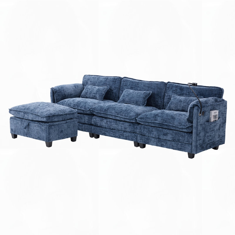 Canapé moderne en L en chenille moderne, Marine
