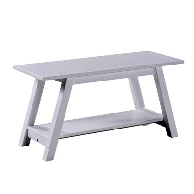Solid Wood Bench with Shelf, White