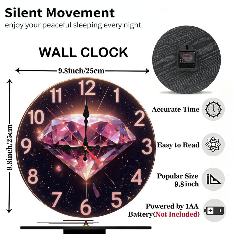 Horloge scintillante à diamant avec étoiles