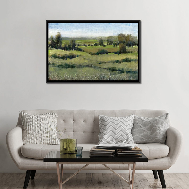 « matinée horizon ii », impression sur toile, H 18 po x l 26 po x P 1,5 po, Toile avec cadre noir, Pas de tapis