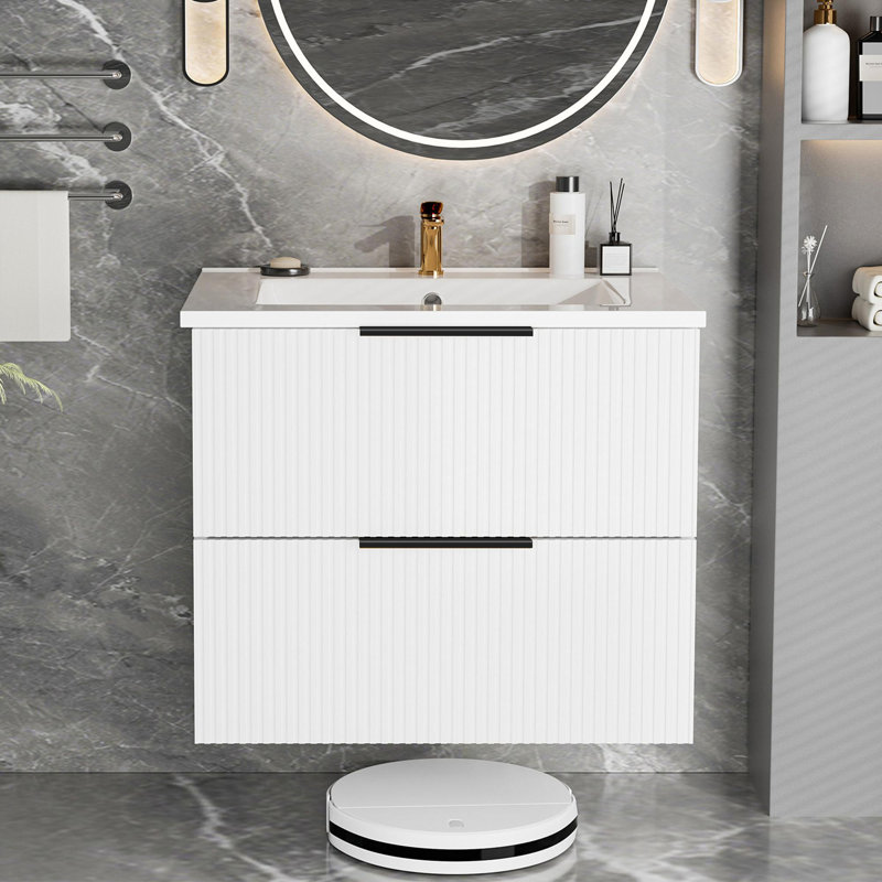 Meuble-lavabo 24 po avec lavabo en céramique, Blanc mat