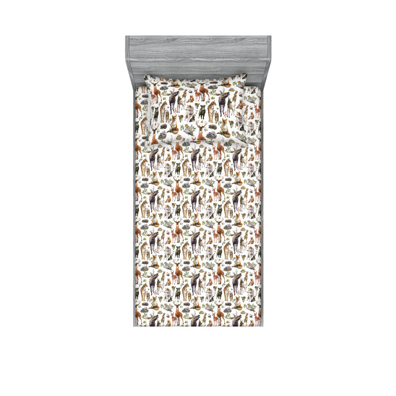 Drap-housse et taies décoratives Ambesonne, Twin Sheet Set with 1 Pillowcase