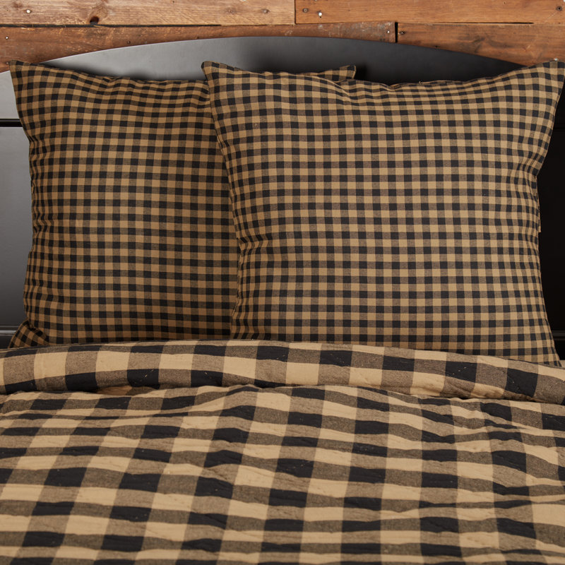 Black and Khaki Check Cotton Euro Sham