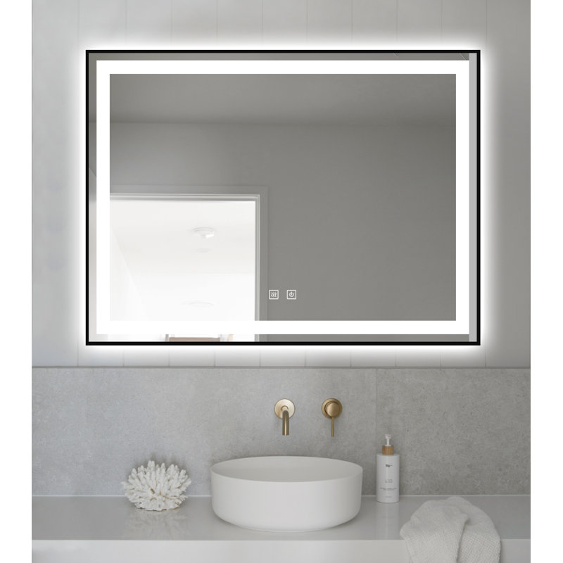 Jahna Aluminum Rectangle Mirror, 33.93" x 26.13", Matte Black