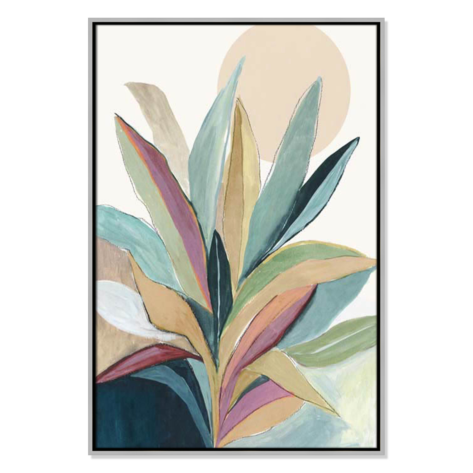 Sherbrooke Sunny Bright Leaves I by Asia Jensen Print, No Mat, Silver Floater Framed, 37.5" H x 25.5" W x 2" D