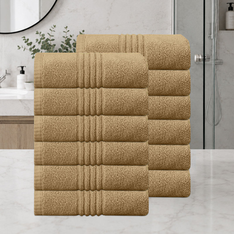 Home Weavers - Ensemble de serviettes de bain super absorbantes 100% coton 500 g / m² Robbin, 16 po x 24 po (12) (12 serviettes à main), lin