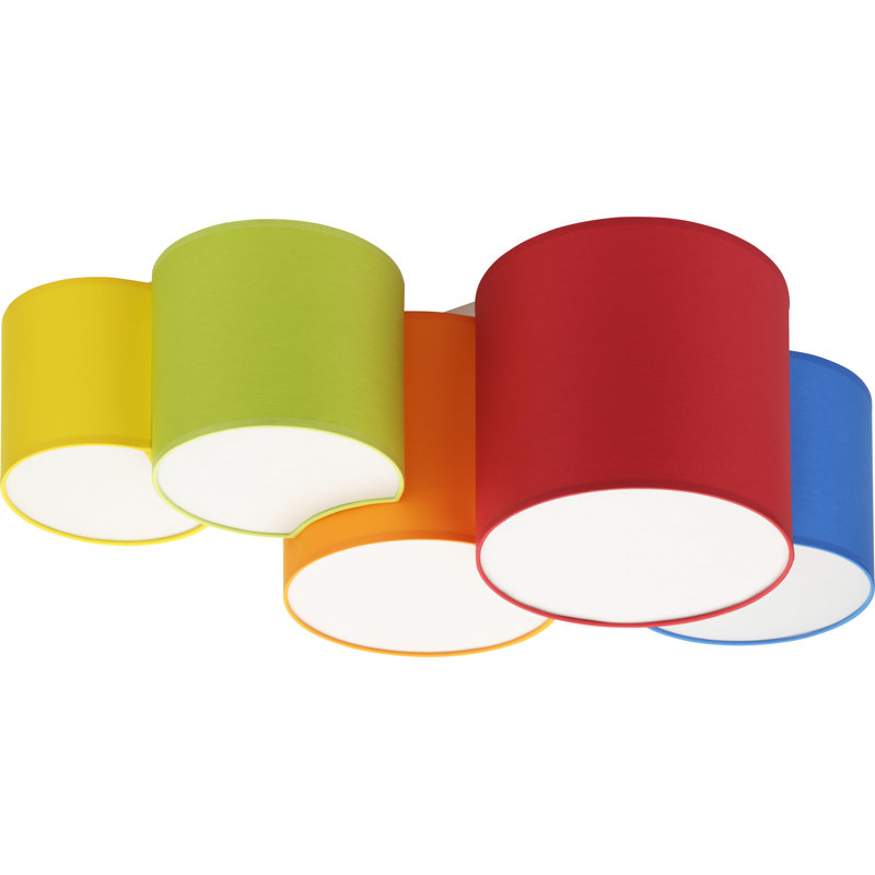 Avereigh Fabric Flush Mount, Red/Orange/Yellow/Green