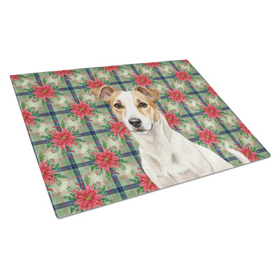 Planche à découper en verre blanc et brun clair Jack Russell Terrier