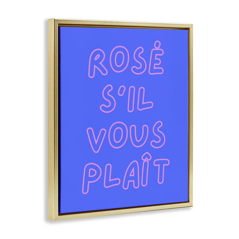 Art mural sur toile Rosé, H 21 po x l 17 po, Cadre flottant métallique doré