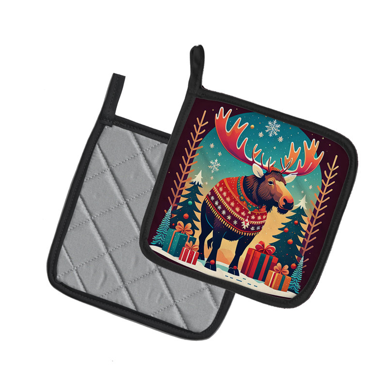 Paire de porte-casseroles Moose Christmas