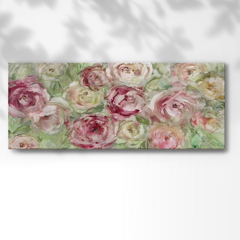 Rose grimpante sur toile, H 24 po x l 60 po x P 1,5 po