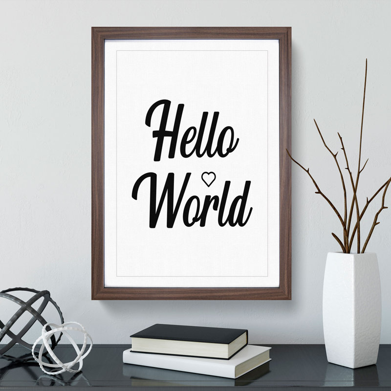 Hello World - Picture Frame Typography, 48cm H x 36cm W x 2cm D, Walnut Framed