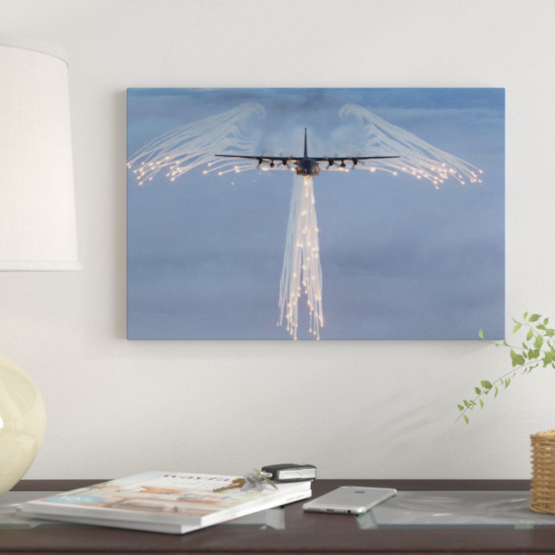 « mc-130h combat talon chuteing flare », reproduction de photo sur toile, H 18 po x l 26 po x P 1,5 po, Toile tendue