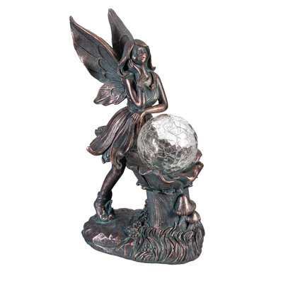 LED Fairy with Orb Garden Statue, 12in