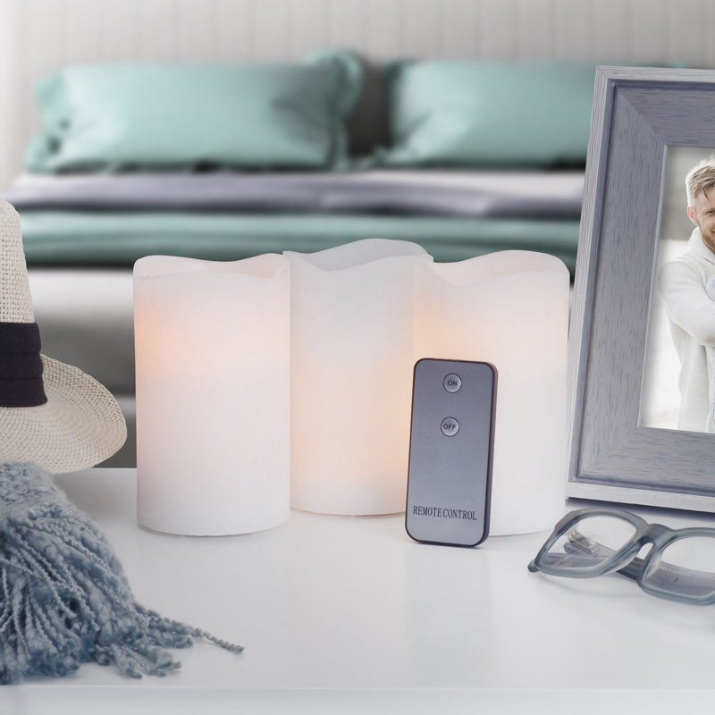 Wavy Top LED Unscented Wax Pillar LED Candles