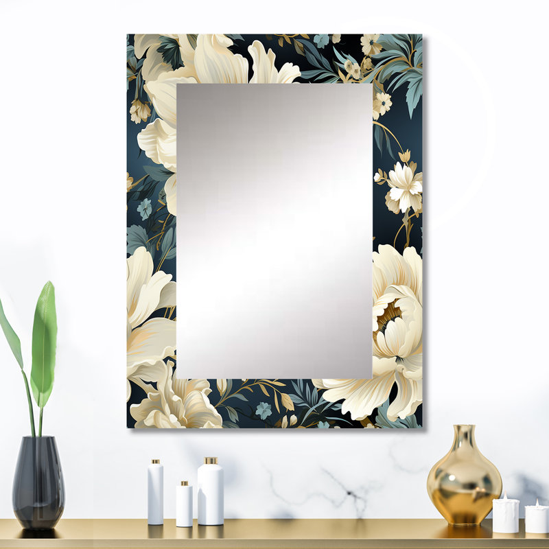 Abdulmannan Contemporary Victorian Motifs Victorian Pattern - Floral Unique Wall Mirror, Floral Mirror, Printed Metal Art