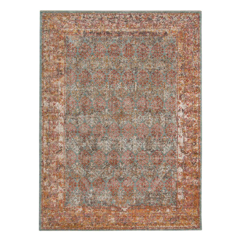 Kinslee Traditional Bordered Low Pile Performance Area Rug, Rectangle 8'11" x 11'11"