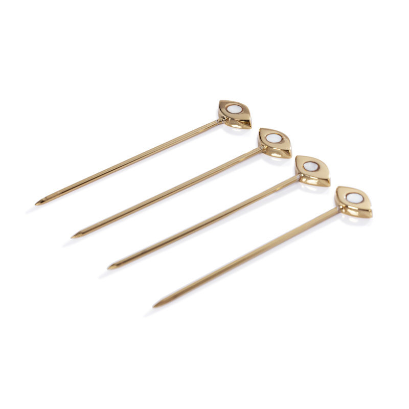 Ensemble de 4 pièces de cocktail avec support Evil Eye, Doré