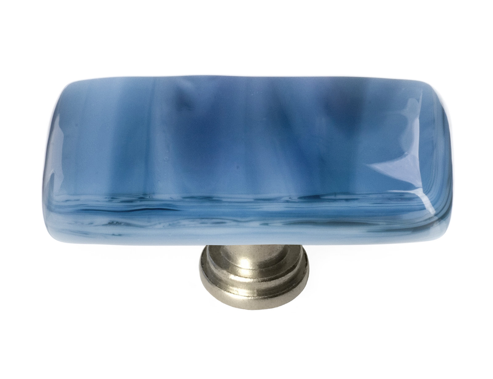 Cirrus Rectangular Cabinet Knob, Marine Blue/Satin Nickel