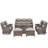 High Back Outdoor Furniture With 6-Inch Extra Thick Cushions, Patio Furniture Set With Fire Pit Table & Swivel Chairs, 8PCS Wicker Conversation Set For Yard, Deck, Poolside-1217993064-1217993065