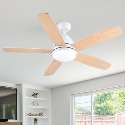 52 in. Indoor White Smart Ceiling Fan with Integrated LED Light Kit, Work With Tuya APP and Smart Assistant Devices