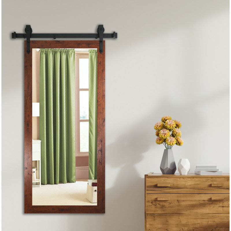 Singapore Engineered Wood Flat Mirror, 77" H x 32" W, Dark Walnut