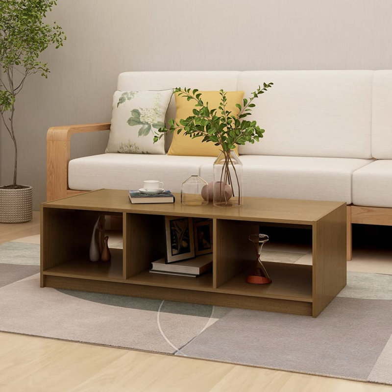 Gerno Solid Coffee Table with Storage, Honey Brown
