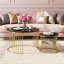 70Cm Nesting Coffee Tables (Set Of 2), Glam Round Tables With Top & Gold Cage Frame-827885205