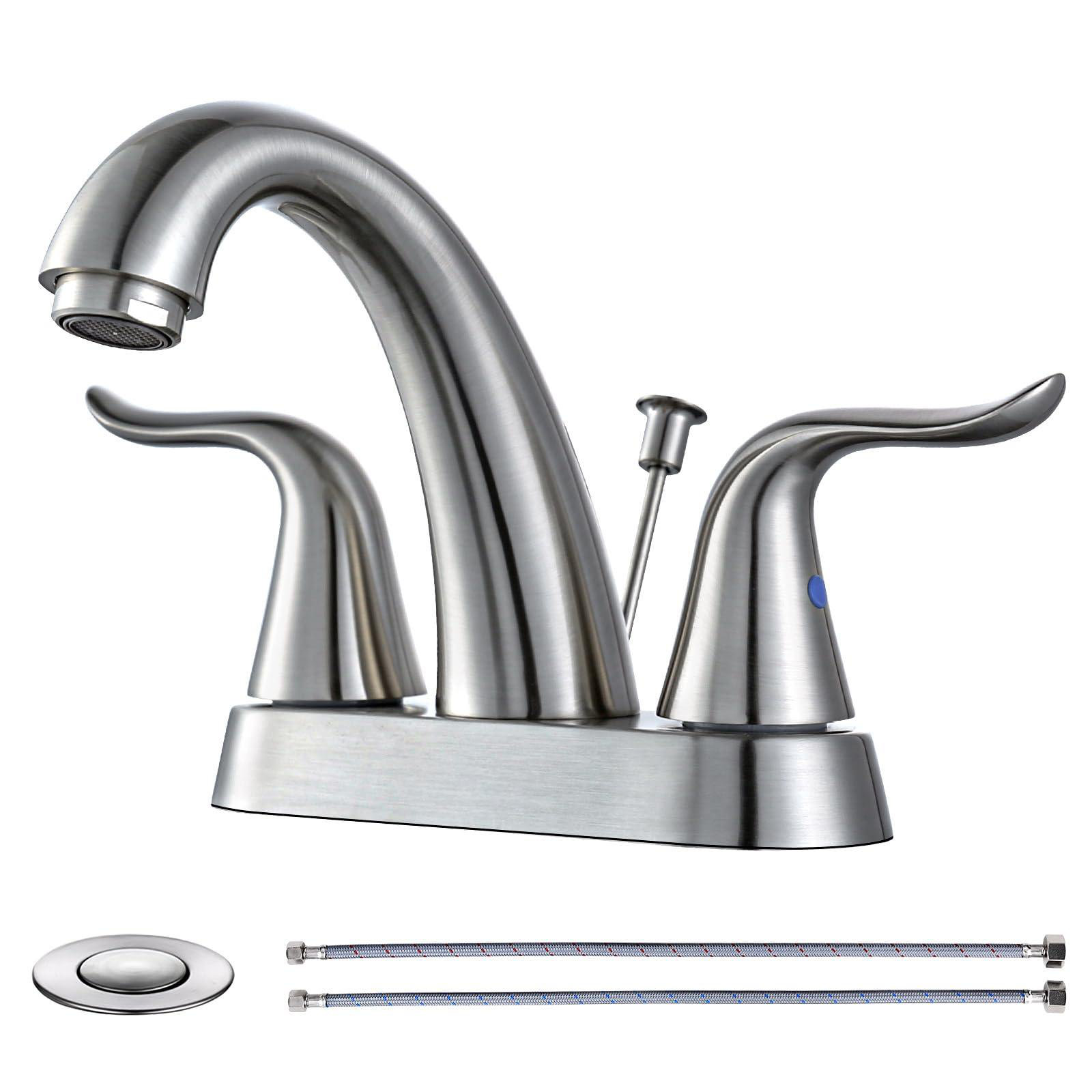 LEERWEI Bathroom Faucet 2 Handle 4 Inch Centerset Bathroom Sink Faucet ...
