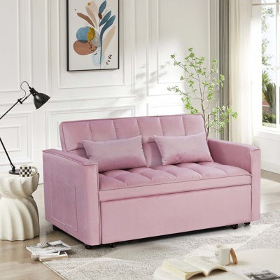 Canapé futon souple à dossier réglable de 54 pouces avec accoudoirs doubles et lit variable