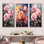 Ensemble de salon avec 3 fleurs roses avec courbes gracieuses - roses