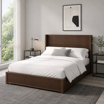 Wood Platform Bed Frame with Headboard