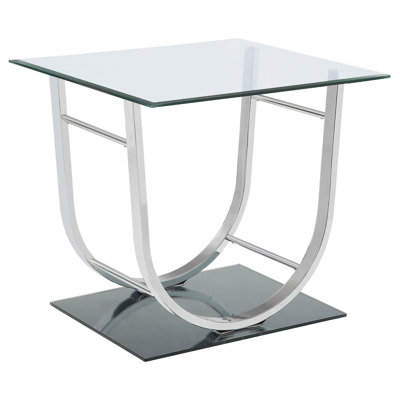 Insco Square End Table with Glass Top in Clear and Chrome