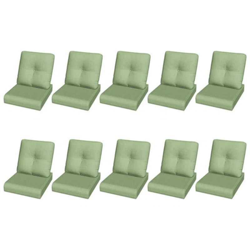 Durable 4" Olefin Seat Cushions, Green, 10