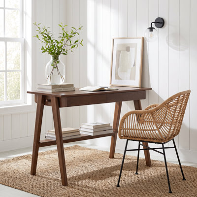 Bureau en bois massif de 39,4 po de largeur avec tiroirs