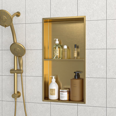 Stainless Steel Shower Niche Double Shelf