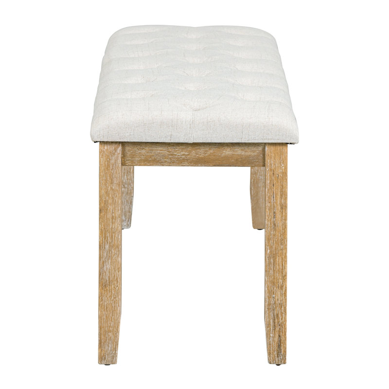 Ensemble de salle à manger rectangulaire rétro TREXM 6 pièces, table avec pieds uniques, 4 chaises rembourrées et 1 banc pour salle à manger et cuisine (bois naturel lavé)