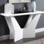 Table blanche 1 pièce de style contemporain avec base ultrabrillante et géométrique, insert en verre