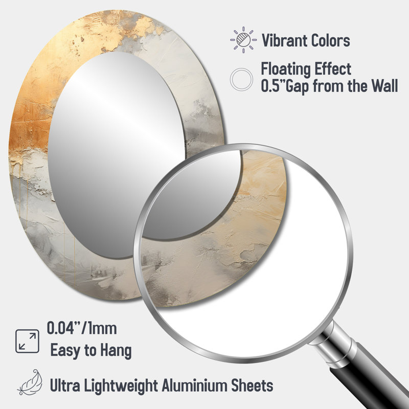 Décoration de miroir mural beige et or Minimalisme tempêtes I - Beige, H 40 po x l 30 po