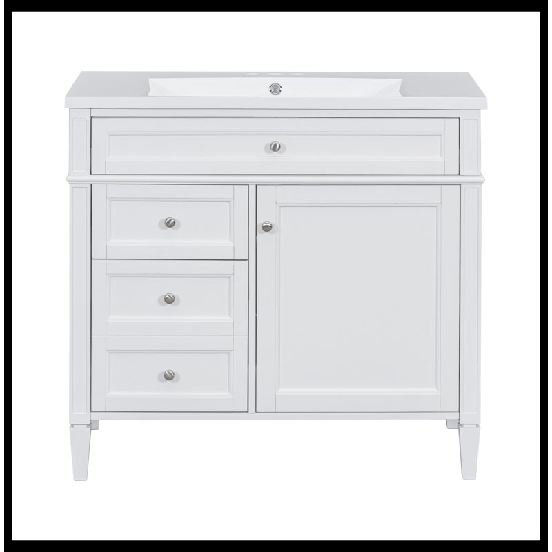 Mosinak 36.00'' Single Bathroom Vanity with Top, White